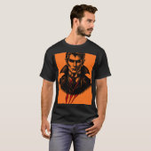 ドラキュラ伯爵のビンテージ吸血鬼イラスト Tシャツ (正面フル)