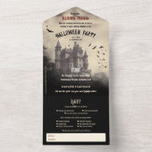 ドラキュラ城ヴィンテージ大人ハロウィン オールインワン招待状 (内側)