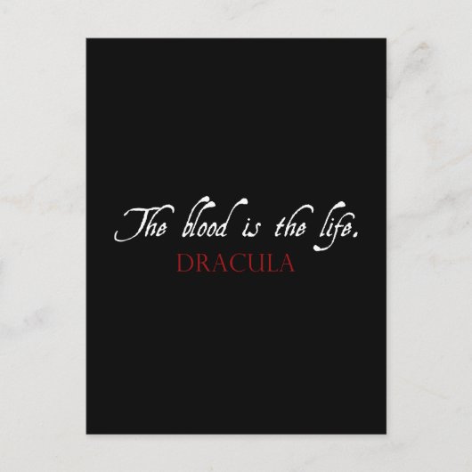 ドラキュラ引用文：血は命である ポストカード (正面)