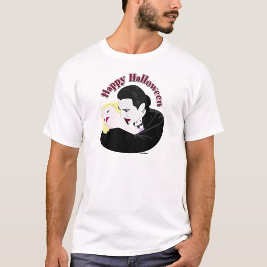 ドラキュラ、ハッピー・ハロウィン Tシャツ (正面)