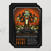 ドラキュラ ハロウィン バッシュ パーティー 楽しい招待状 招待状 (正面/裏面)