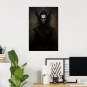ドラキュラ・ヴァンパイアの絵画、ハロウィン、ダーク ポスター (ホームオフィス)