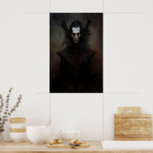 ドラキュラ・ヴァンパイアの絵画、ハロウィン、ダーク ポスター (キッチン)