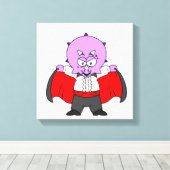 ドラクラ伯爵の服を着たセラトプの恐竜。 キャンバスプリント (インサイチュ (ウッドフロア))