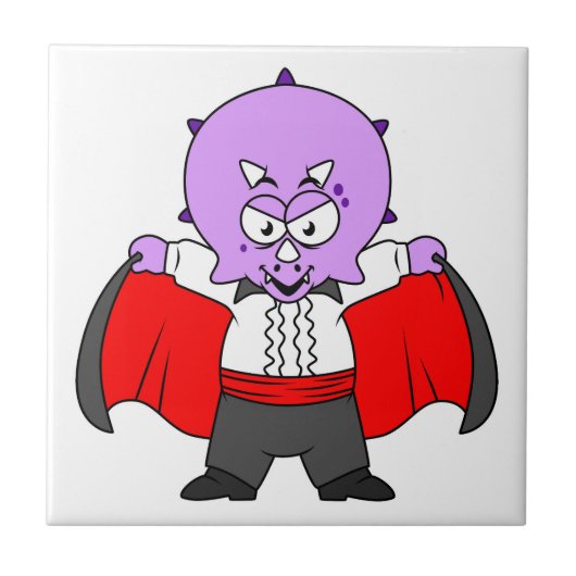 ドラクラ伯爵の服を着たセラトプの恐竜。 タイル (正面)