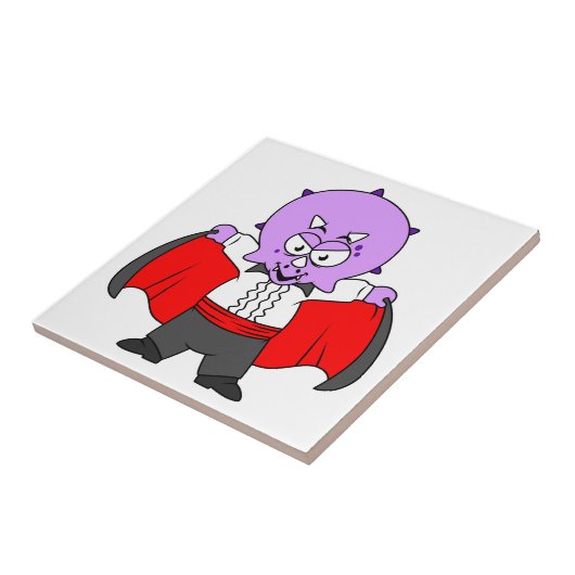 ドラクラ伯爵の服を着たセラトプの恐竜。 タイル (側面)