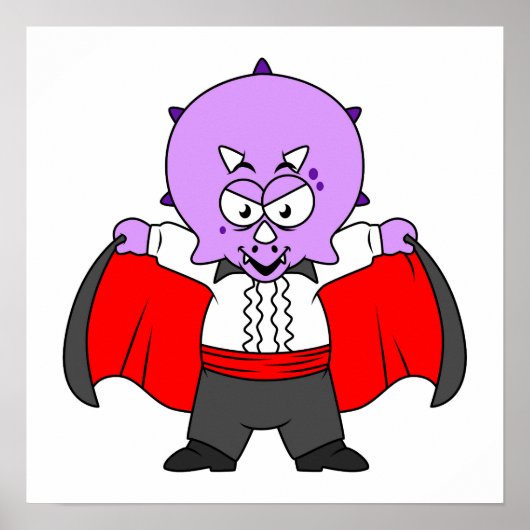 ドラクラ伯爵の服を着たセラトプの恐竜。 ポスター (正面)