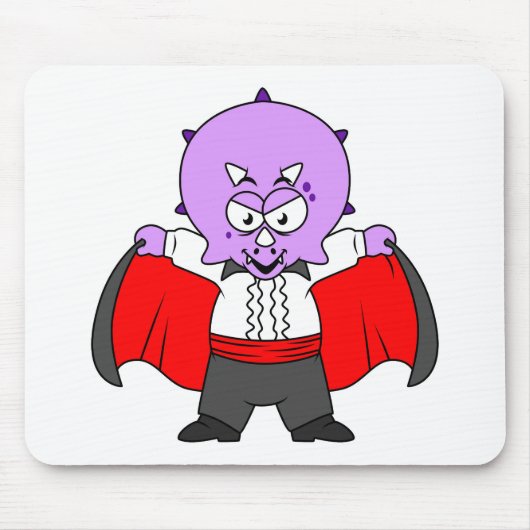 ドラクラ伯爵の服を着たセラトプの恐竜。 マウスパッド (正面)