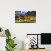 ドラクロワ – ヤギを食べるライオン ポスター (ホームオフィス)