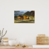 ドラクロワ – ヤギを食べるライオン ポスター (キッチン)