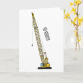 ドラグライン掘削機の漫画イラストレーション カード (黄色い花)
