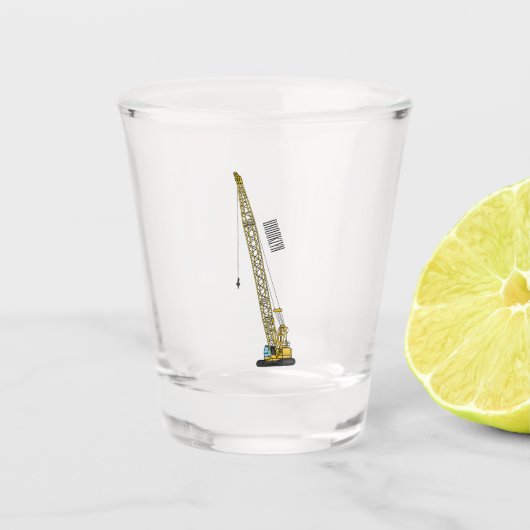 ドラグライン掘削機の漫画イラストレーション ショットグラス (正面)