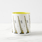 ドラグライン掘削機の漫画イラストレーション ツートーンマグカップ (中央)