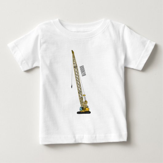 ドラグライン掘削機の漫画イラストレーション ベビーTシャツ (正面)