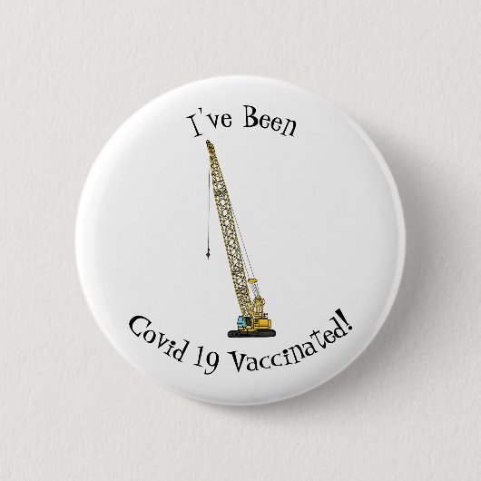 ドラグライン掘削機の漫画イラストレーション 缶バッジ (正面)