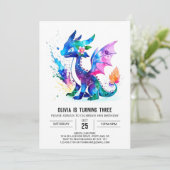 ドラグ色彩の鮮やかランドデジタカラフルル女子誕生日 招待状 (スタンド正面)