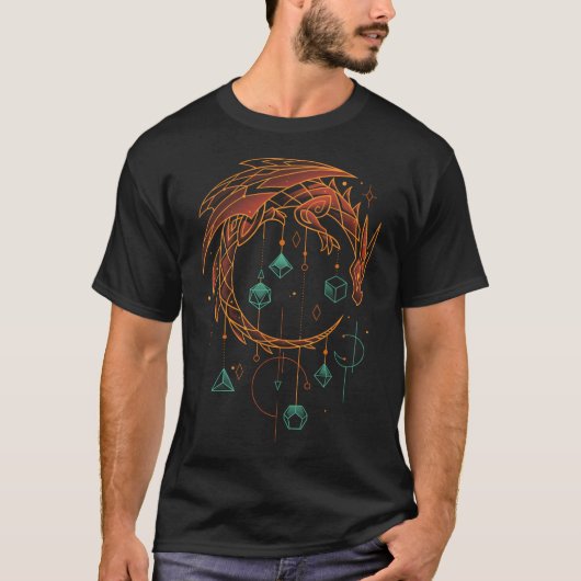 ドラコニックサイコロキーパー – Roleplayer Gamer Tシャツ (正面)