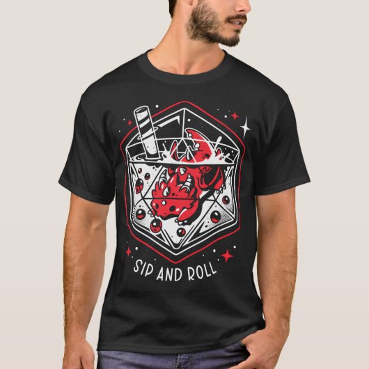 ドラコニックバブルティー – Dragon D20サイコロ Tシャツ (正面)