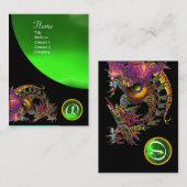 ドラゴジェムストーンモノグラムブラックグリーンエメラルド 名刺 (正面/裏面)
