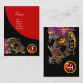 ドラゴジェムストーンモノグラムブラックパープルバイオレットルビー 名刺 (正面/裏面)