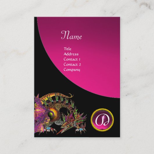 ドラゴジェムストーンモノグラムブラックピンクアメジスト 名刺 (正面)