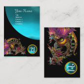 ドラゴジェムストーンモノグラムブラックブルーアクアマリン 名刺 (正面/裏面)