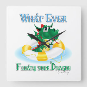 ドラゴンおもしろいを揺らすもの スクエア壁時計