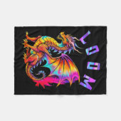 ドラゴンおもしろいルーム愛男性へ女想像GIF フリースブランケット (正面(横))