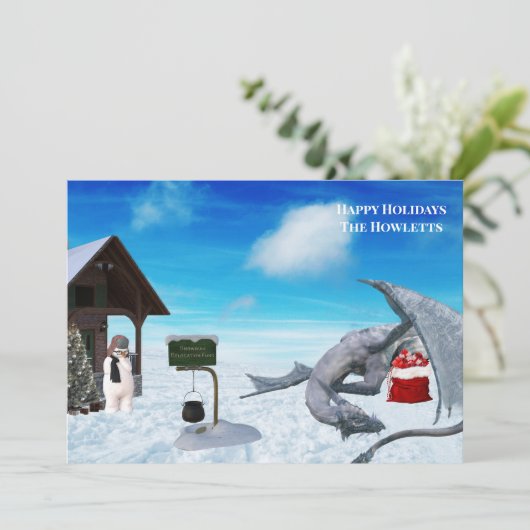 ドラゴンおもしろい雪だるまウィンターホリデイ シーズンカード (スタンド正面)