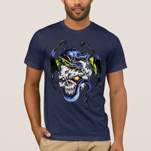 ドラゴンおよびスカル Tシャツ (正面)