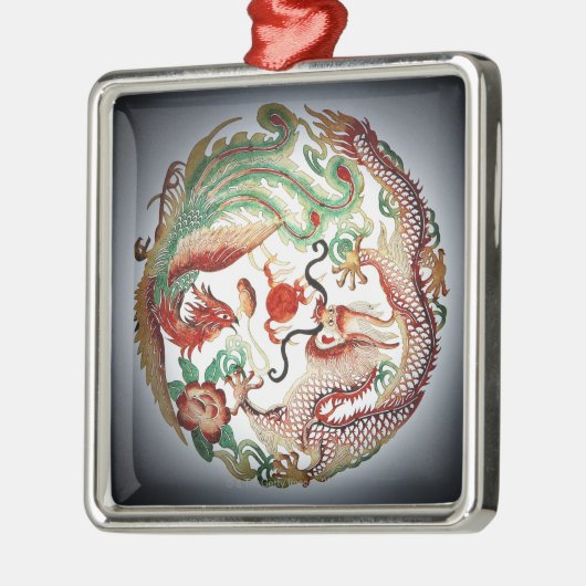 ドラゴンおよびフェニックスのステンシル メタルオーナメント (左)