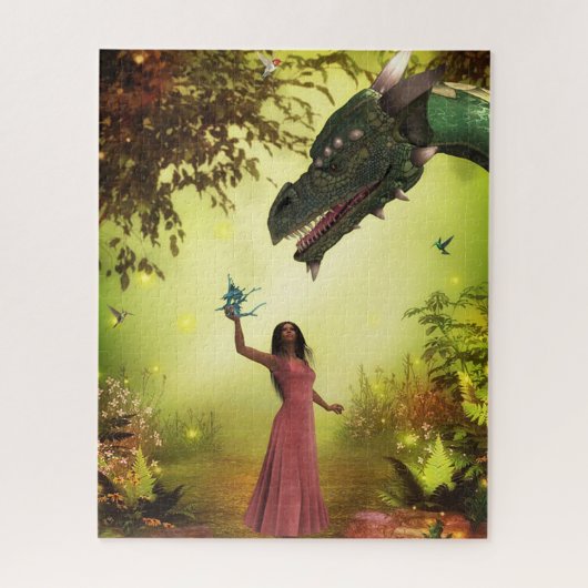 ドラゴンおよび女性 ジグソーパズル (縦)