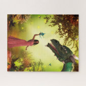 ドラゴンおよび女性 ジグソーパズル (横)