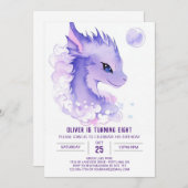 ドラゴンお洒落の魅惑の誕生日 招待状 (正面/裏面)