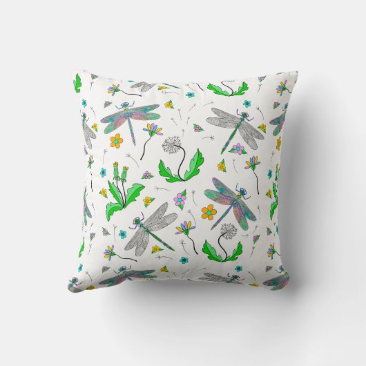 ドラゴンお洒落ハエとタンポポの手描き クッション (裏面)