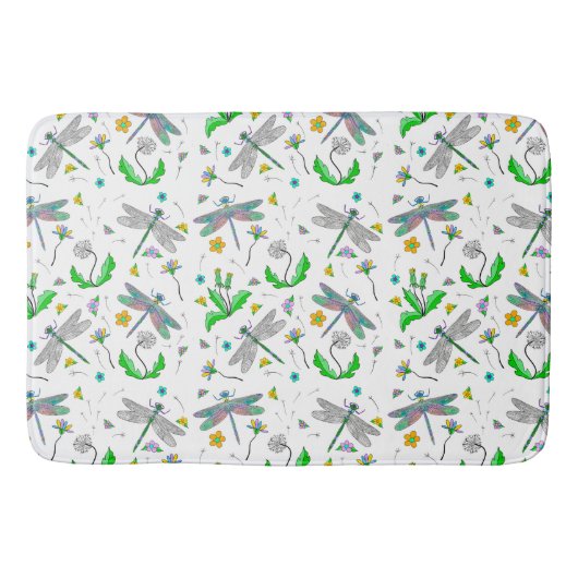 ドラゴンお洒落ハエとタンポポの手描き バスマット (正面)