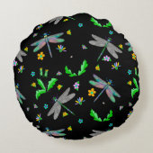 ドラゴンお洒落ハエとタンポポの手描き ラウンドクッション (裏面)