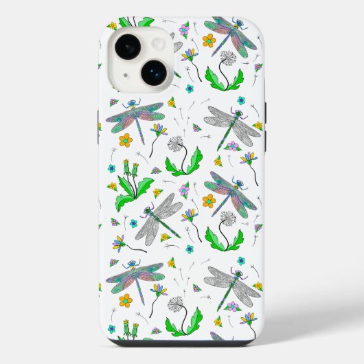 ドラゴンお洒落ハエとタンポポの手描き iPhoneケース (裏面)