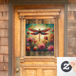 ドラゴンお洒落フライフローラ抽象芸術アートティール（緑がかった色）ピンク ウィンドウサイン