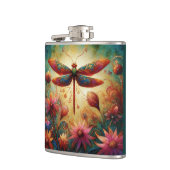 ドラゴンお洒落フライフローラ抽象芸術アートティール(緑がかった色)ピンク フラスク (左)