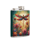 ドラゴンお洒落フライフローラ抽象芸術アートティール(緑がかった色)ピンク フラスク (右)