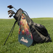 ドラゴンお洒落フライフローラ抽象芸術パーソナライズされた ゴルフタオル (グリーン)