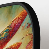 ドラゴンお洒落フライフローラ抽象芸術パーソナライズされた ピックルボールラケット (左詳細)