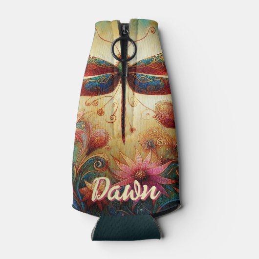 ドラゴンお洒落フライフローラ抽象芸術パーソナライズされた ボトルクーラー (裏面)