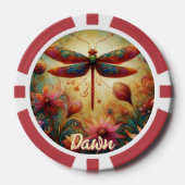 ドラゴンお洒落フライフローラ抽象芸術パーソナライズされた ポーカーチップ (正面)