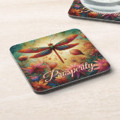 ドラゴンお洒落フライフローラ抽象芸術芸術の繁栄 コースター (左側)