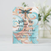 ドラゴンお洒落フライ |渦巻き | Steampunkパーティー 招待状 (スタンド正面)