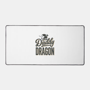ドラゴンお父さんビンテージ風彫刻Tシャツデザイン_1 デスクマット
