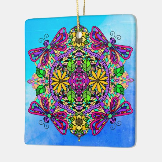 ドラゴンかわいらしフカラフルィー神秘的マンダラセラム セラミックオーナメント (左)