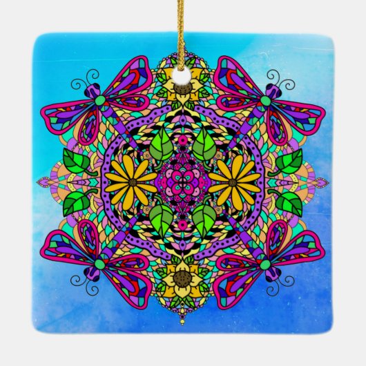 ドラゴンかわいらしフカラフルィー神秘的マンダラセラム セラミックオーナメント (裏面)